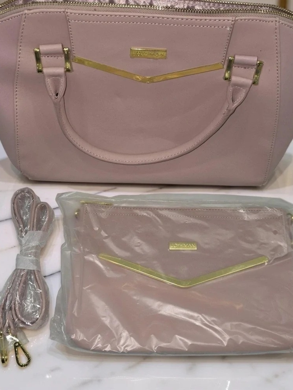 Blush Pink Structured Satchel Bag+ Crossbody Bag NWT